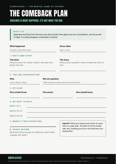 Page 1 of the Comeback Plan