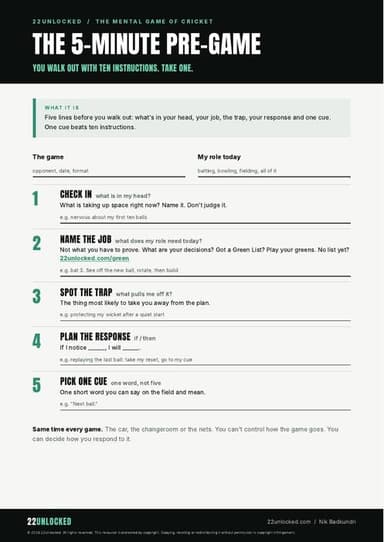 Page 1 of the 5-Minute Pre-Game